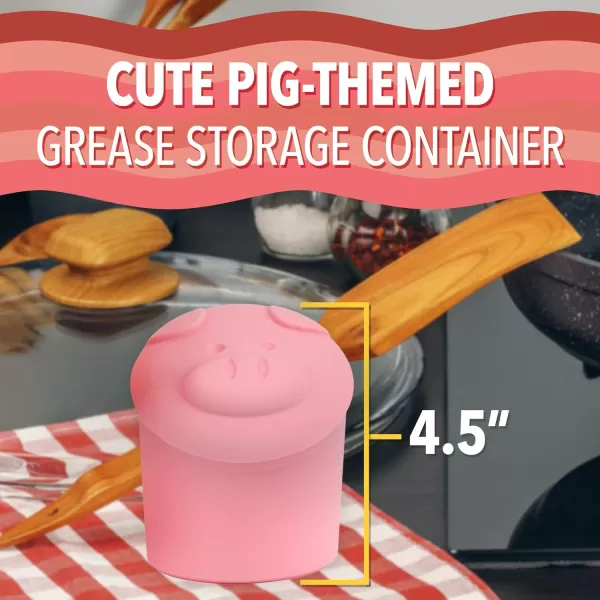 imageIMPRESA 2 Cup Extra Large Pink PigShaped Grease Container  Novelty Bacon With Strainer  Silicone Grease Jar to Dispose or Store Drippings  Kitchen Grease Container  Giftable Grease Can