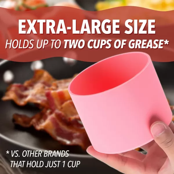 imageIMPRESA 2 Cup Extra Large Pink PigShaped Grease Container  Novelty Bacon With Strainer  Silicone Grease Jar to Dispose or Store Drippings  Kitchen Grease Container  Giftable Grease Can