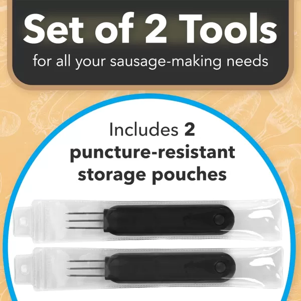 imageIMPRESA 2 Pack Extra Long Sausage Pricker Tool with Storage Pouch  Knife with 3 Tines  Sausage Picker for Sausage Casings  Sausage Making Supplies  Sausage Maker Meat Pricker  6 quotx1