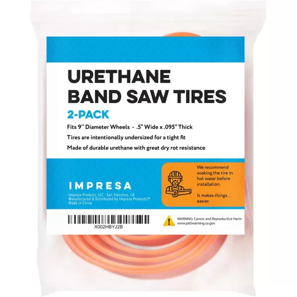 imageIMPRESA 2 Pack Urethane Band Saw Tires  Fits 9 inch x 12 x 095  No Adhesive Needed  Compatible with Branded Bandsaws Including Jet Grizzly Powermatic  Band Saw Tires for Woodworking