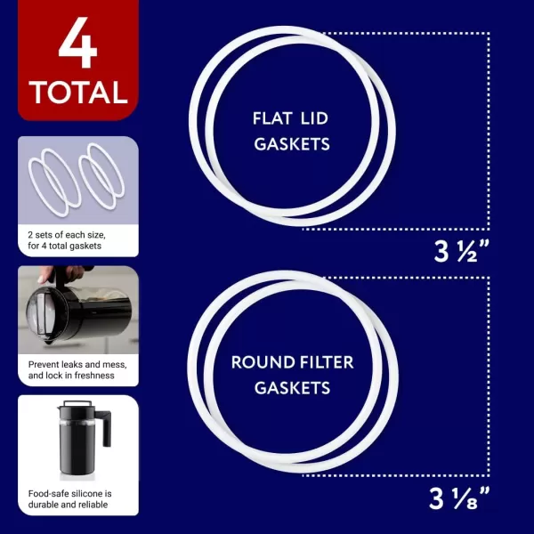 imageIMPRESA 2 Sets Replacement Gaskets for Takeya Cold Brew Coffee Maker 1 ampamp 2 Quart Pitchers  Iced Tea Maker ampamp Coffee Accessories  Cold Coffee Maker ampamp Ice Tea Brewing Pitcher Food Safe Airtight Seals