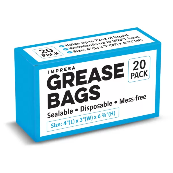 imageIMPRESA 20 Pack Grease Bag Disposable Inserts for Camco Grease Storage Container  Bacon Grease Container Bags Hold Hot Liquids ampamp Oils  Grease Bags