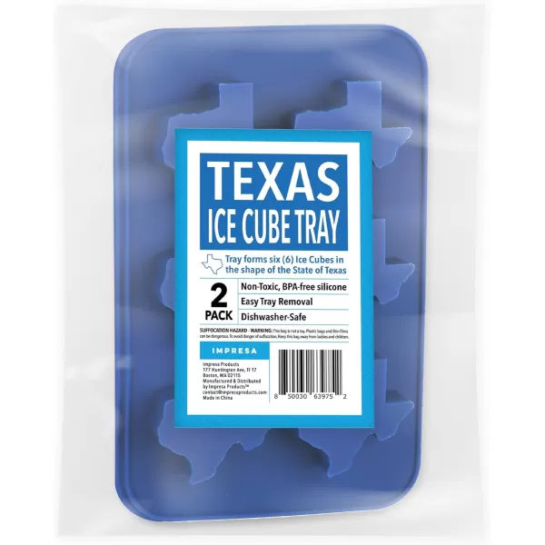 imageIMPRESA 2Pack Texas Ice Cube Tray for Proud Texans  Texas Shaped Ice Cube Tray for Parties  Silicone Mold for Cool Novelty Gifts  Texas America Ice Cube Tray for 6 Cubes  12 Cubes Total