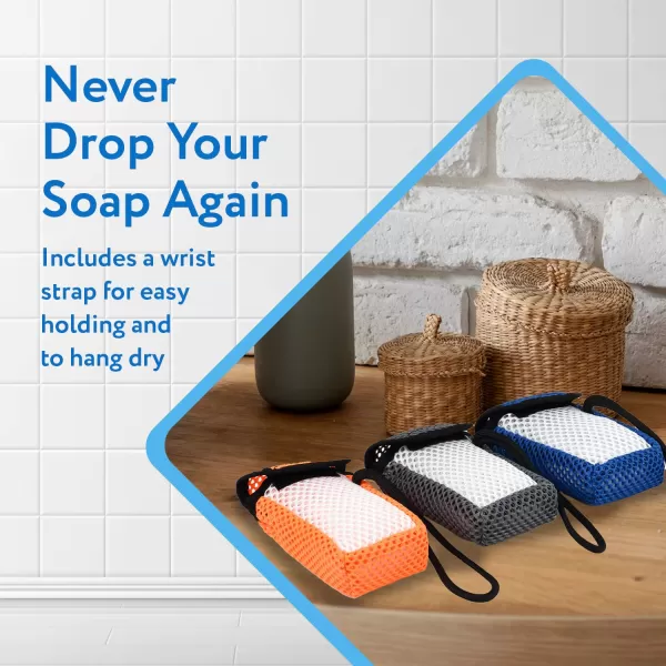 imageIMPRESA 3 Pack Exfoliating Soap Saver Pouch for Large Bar Soap fits Duke Cannon Bar Soaps Soap Scrubber Pouch Holds Up To 458 x 275 x 15 Inches Soap