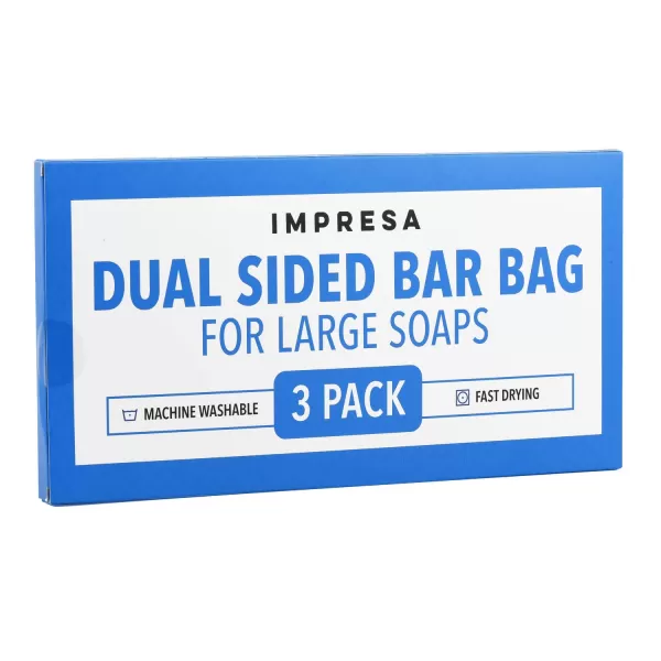 imageIMPRESA 3 Pack Exfoliating Soap Saver Pouch for Large Bar Soap fits Duke Cannon Bar Soaps Soap Scrubber Pouch Holds Up To 458 x 275 x 15 Inches Soap