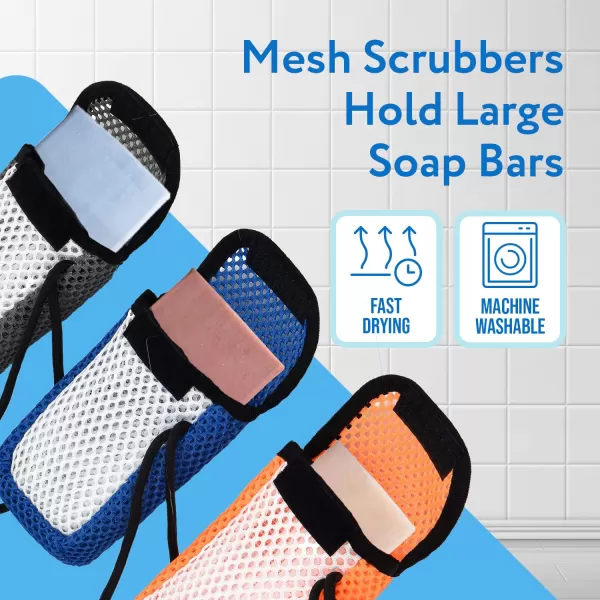 imageIMPRESA 3 Pack Exfoliating Soap Saver Pouch for Large Bar Soap fits Duke Cannon Bar Soaps Soap Scrubber Pouch Holds Up To 458 x 275 x 15 Inches Soap