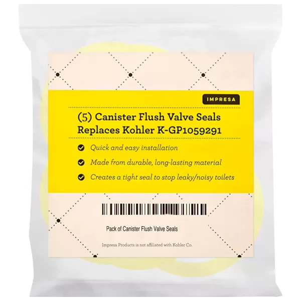 imageIMPRESA 5Pack of Kohler Compatible Canister Flush Valve Seal Replacements for Toilets Equivalent to KGP1059291  Replacement Parts for GP1049291 Tank Canister Gasket Kit