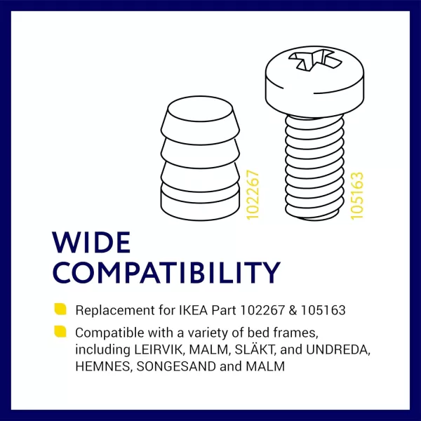 imageIMPRESA Bed Replacement Parts for IKEA Parts 102267 ampamp 105163 10 Screws ampamp 10 Sleeves for IKEA MALM Bed Parts for IKEA HEMNES for SONGESAND ampamp More Kit for IKEA Replacement Parts
