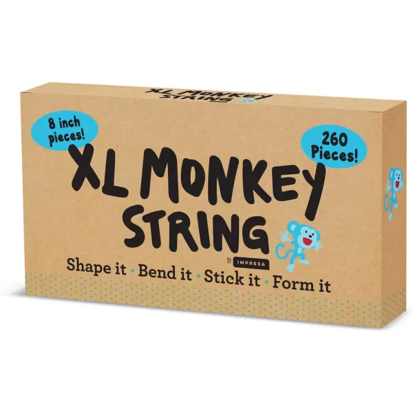 imageIMPRESA Extra Long 8 Inch  260 Piece Pack of Original Monkey String  Bendable Sticky Wax Yarn Stix 8 inch Wax Sticks in Bulk  Great Toys for Home ampamp Travel 13 Colors  Fun Toy Art Supplies