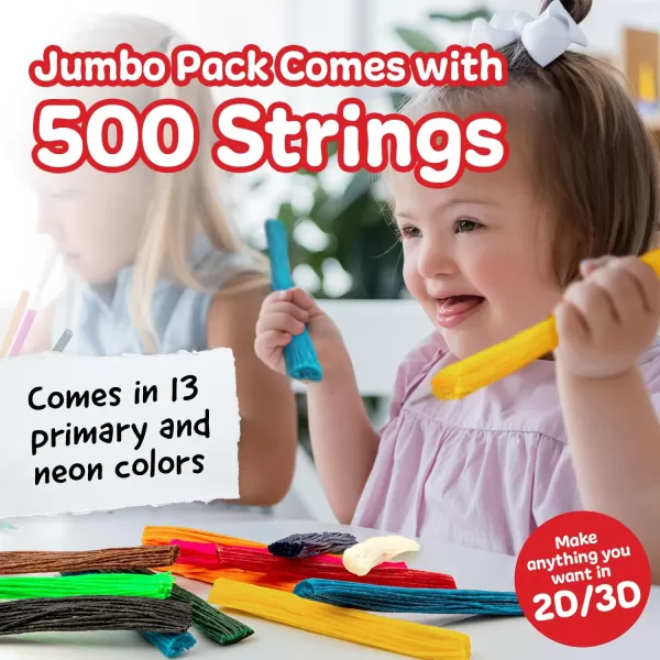 imageIMPRESA Monkey String from The Original Monkey Noodle  500 Piece Jumbo Pack  Fidget Sensory Toys for Kids with Unique Needs  Fosters Creativity Focus ampamp Fun Make Anything in 2D or 3D 13 Colors