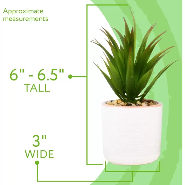 imageIMPRESA Set of 2 Artificial Succulent Plants Fake Plants in White Ceramic Pots with Bamboo Tray 65 Tall