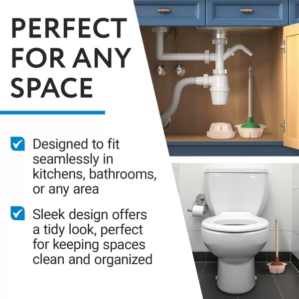 imageIMPRESA Universal Toilet Plunger Holder Drip Tray Caddy Pack of 3 Hygienically Holds All Sink ampamp Toilet Plungers Allows Water to Evaporate Easily Low Profile Design for Kitchens ampamp Bathrooms