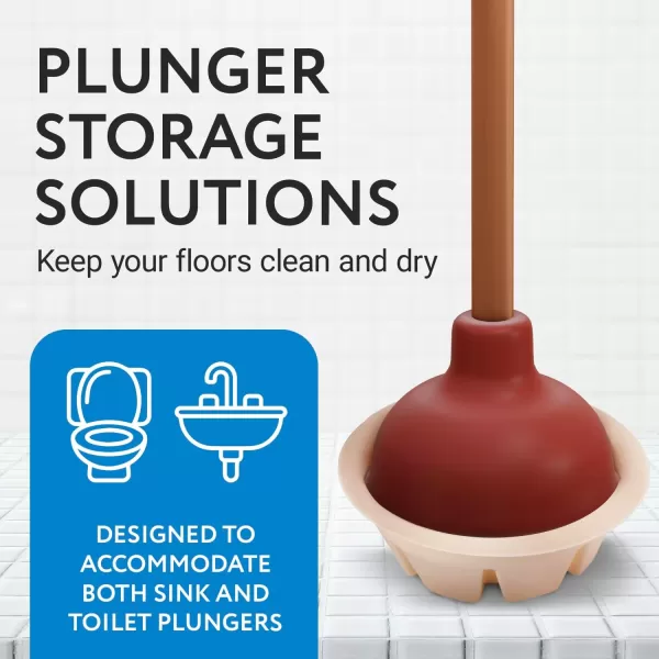 imageIMPRESA Universal Toilet Plunger Holder Drip Tray Caddy Pack of 3 Hygienically Holds All Sink ampamp Toilet Plungers Allows Water to Evaporate Easily Low Profile Design for Kitchens ampamp Bathrooms