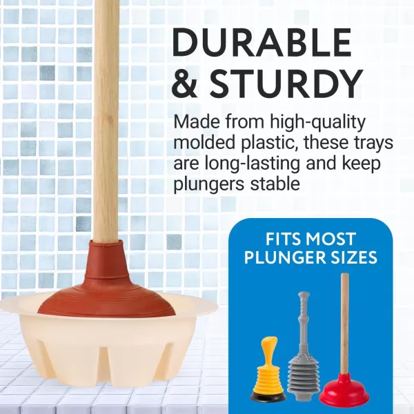 imageIMPRESA Universal Toilet Plunger Holder Drip Tray Caddy Pack of 3 Hygienically Holds All Sink ampamp Toilet Plungers Allows Water to Evaporate Easily Low Profile Design for Kitchens ampamp Bathrooms