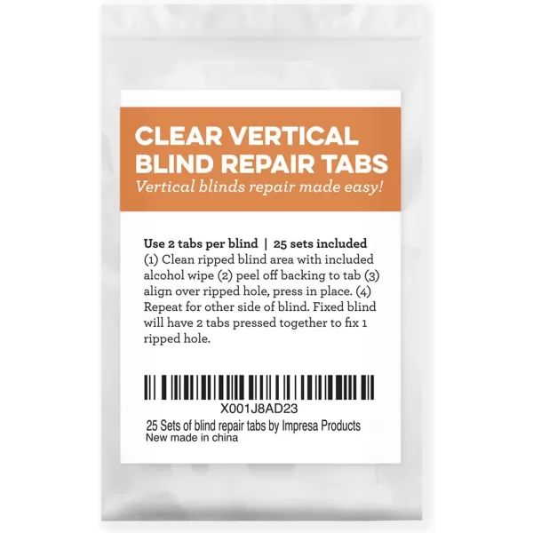 imageImpresa Clear Vertical Blind Repair Tabs  20 Clear StickOn Tabs 10 Sets with 2 Alcohol Wipes  Great for Sliding Door Window Patio Blinds  Simple Blind Fixing Solution25 Sets of 2