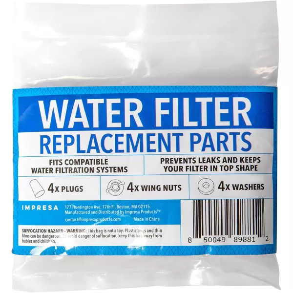 imageImpresa Replacement Kit for Berkey Water Filter System Elements  4 Wing nuts 4 Washers ampamp 4 Plugs  Impresa Pack for Berkey Water Filters  Impresa Replacement Parts for Berkey Filter System Elements