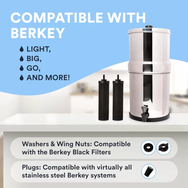 imageImpresa Replacement Kit for Berkey Water Filter System Elements  4 Wing nuts 4 Washers ampamp 4 Plugs  Impresa Pack for Berkey Water Filters  Impresa Replacement Parts for Berkey Filter System Elements
