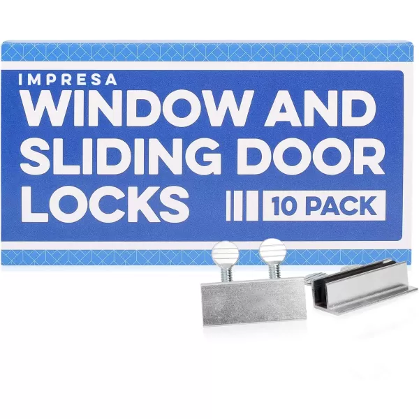imageImpresa Sliding Door ampamp Window Locks Pack of 10  Window Locks for Sliding Windows ampamp Doors  Easy Installation Window Lock Without Tools  Fits Tracks up to 38 inch  Aluminium Window Security Locks