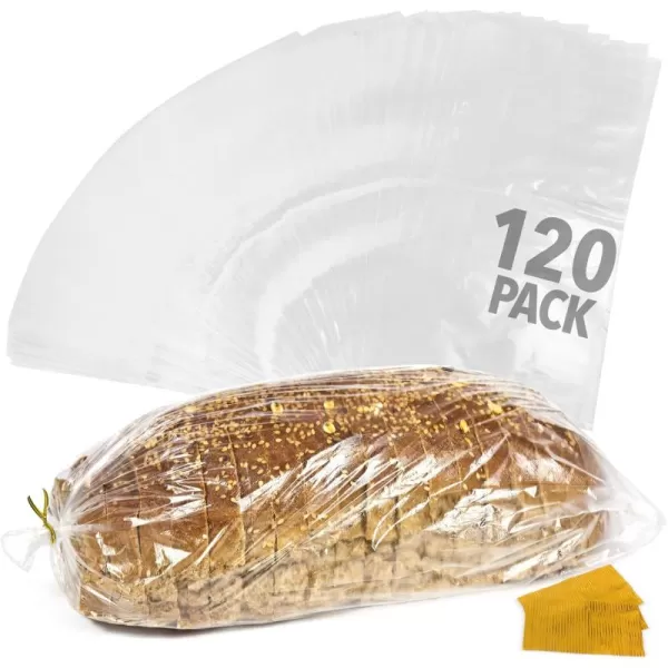 imageIMPRESA 120 Pack Plastic Bread Bags for Homemade Bread or Bakery  Heavy Duty Bread Loaf Bags with Ties  Clear Bread Wrappers Storage Packaging  Reusable Bag for Large Loaves  8 x 4 x 18