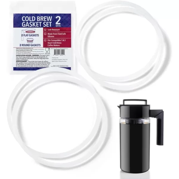 imageIMPRESA 2 Sets Replacement Gaskets for Takeya Cold Brew Coffee Maker 1 ampamp 2 Quart Pitchers  Iced Tea Maker ampamp Coffee Accessories  Cold Coffee Maker ampamp Ice Tea Brewing Pitcher Food Safe Airtight Seals