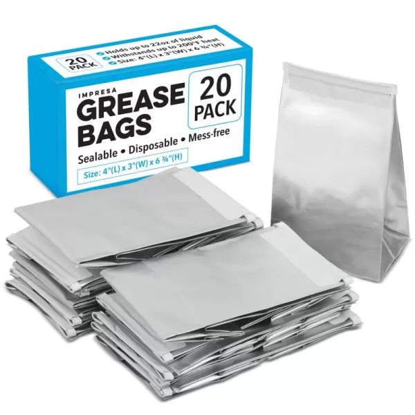 imageIMPRESA 20 Pack Grease Bag Disposable Inserts for Camco Grease Storage Container  Bacon Grease Container Bags Hold Hot Liquids ampamp Oils  Grease Bags