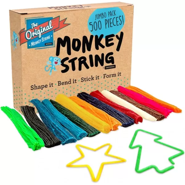 imageIMPRESA Monkey String from The Original Monkey Noodle  500 Piece Jumbo Pack  Fidget Sensory Toys for Kids with Unique Needs  Fosters Creativity Focus ampamp Fun Make Anything in 2D or 3D 13 Colors