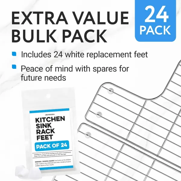 imageIMPRESA 24 Pack Kitchen Sink Rack Feet in White Replacement for Kohler Rack Feet for Part 845440 Compatible with Kohler Kitchen Sink Racks Premium Quality Durable Feet for Long Lasting Stability