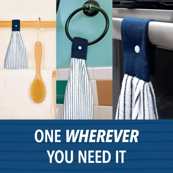 imageIMPRESA 3 Pack Kitchen Towels with Hanging Loop for Convenient Access Extra Absorbent  Snap Button Kitchen Towel Hangs Anywhere  Versatile Hand Towels with Hanging LoopsCotton Hanging Dish Towels