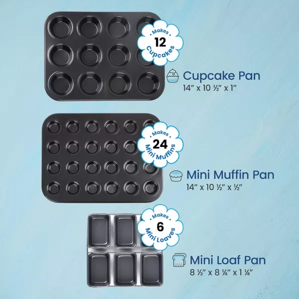 imageIMPRESA 3Piece Steel Nonstick Bakeware Set for Baking Cupcakes  Cupcake Baking Pans Set  Loaf Pan Nonstick Bakeware for Bread  Baking Sets for Kitchen  for Simple Cakes