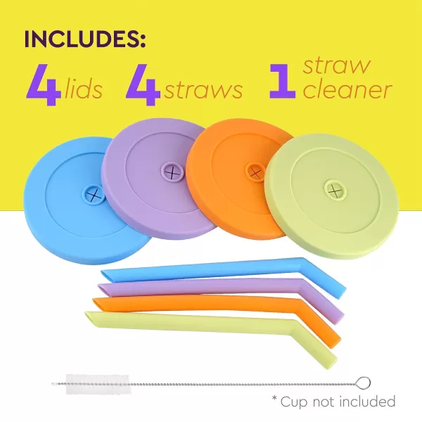 imageIMPRESA 4 Pack Silicone Straw ampamp Reusable Lid Set for Ninja Creami NC300 NC301 ampamp NC299AMZ  Thick Reusable Straws Silicone Lids Containers