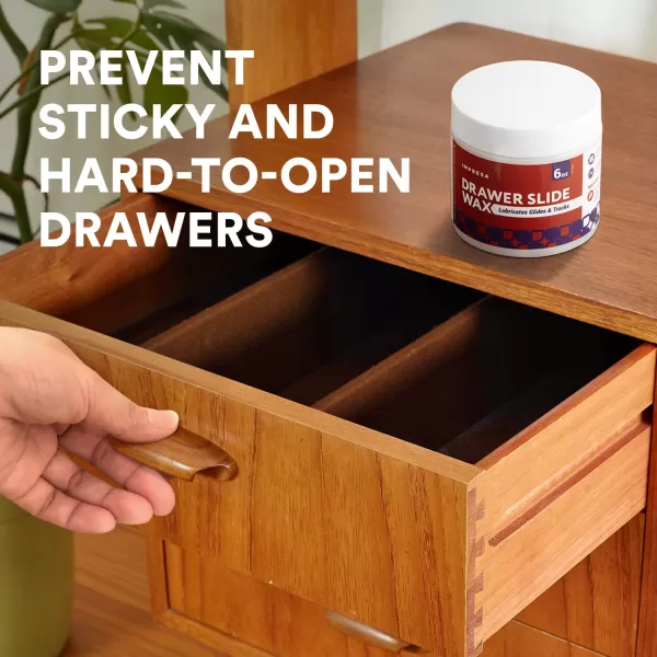 imageIMPRESA 6oz Jar Drawer Wax Sliding Wood Lubricant to Reduce Unwanted FrictionDrawer ampamp Door Hinge Lubricant for Furniture RestorationLongLasting Wood Wax for Drawers  MetalWood Drawer Slide Wax