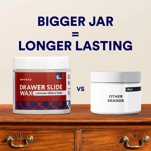 imageIMPRESA 6oz Jar Drawer Wax Sliding Wood Lubricant to Reduce Unwanted FrictionDrawer ampamp Door Hinge Lubricant for Furniture RestorationLongLasting Wood Wax for Drawers  MetalWood Drawer Slide Wax