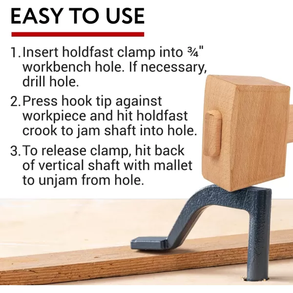 imageImpresa 3Pack Hold Fast Bench Dog Hole 8 Inch Wood Clamps Sturdy Steel Clamps for Woodworking Tools with 35 Reach Woodworking Clamps for  Bench Dog Holes Bench Clamp Heavy Duty Design