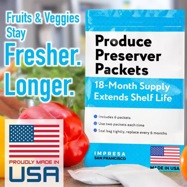 imageImpresa 6Pack of FreshFlow Equivalent to P1KC6R1  W10346771A Compatible Replacement Produce Preserver Packets