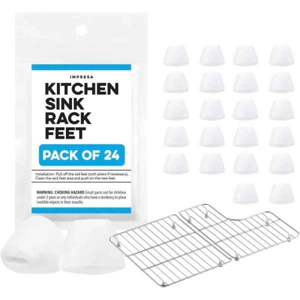 imageIMPRESA 24 Pack Kitchen Sink Rack Feet in White Replacement for Kohler Rack Feet for Part 845440 Compatible with Kohler Kitchen Sink Racks Premium Quality Durable Feet for Long Lasting Stability