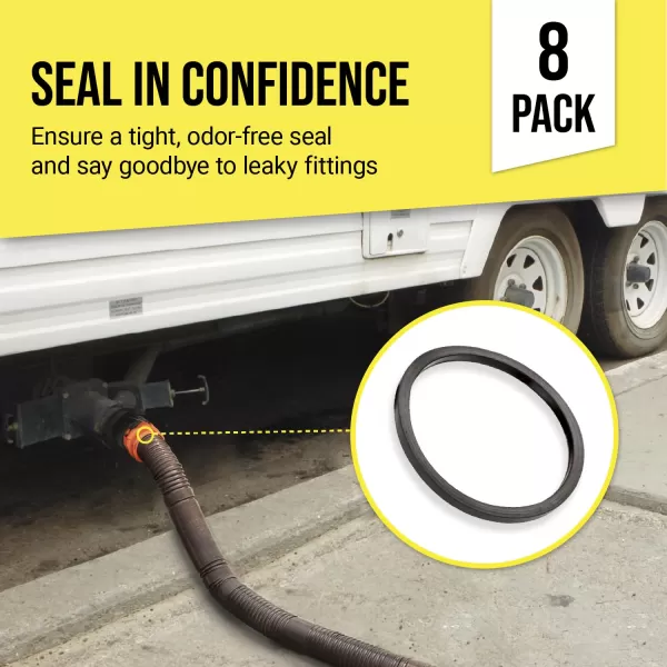 imageMission Automotive 8 Pack RV Sewer Hose Replacement Gaskets for Camco RhinoFLEXRevolutionEasySlip  Equivalent to 39834  Rubber Seal Fittings