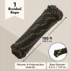 imageFoot Diamond Braided Rope for Knot Tying Practice Boats Trailer Tie Down  Black ampamp Yellow Polyester Rope with Low Stretch ampamp High Shock Absorbency 38Inch x 10012 Inch