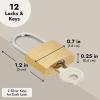imageJuvale 12 Pack 12inch Small Luggage Locks with Keys  Mini Padlocks for Locker Suitcase and Gym  Locks for Luggage07 x 12 x 025 Inches