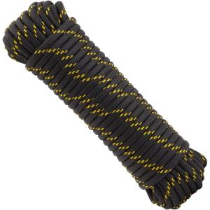 imageFoot Diamond Braided Rope for Knot Tying Practice Boats Trailer Tie Down  Black ampamp Yellow Polyester Rope with Low Stretch ampamp High Shock Absorbency 38Inch x 10012 Inch