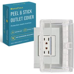 imageMaplefield Peel and Stick Outlet Cover for Single Stack US Outlets  Waterproof Splash Guard with ButtonHinged Secure Closure for Indoor ampamp Outdoor Use 63Inch x 5Inch