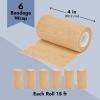 imageJuvale Elastic Bandage Wrap SelfAdherent Cohesive Tape 6 Rolls  Elastic Cohesive Tape with Stretchable Support  Breathable Vet Wrap for Wrist Swelling Sports Tattoo 4 in x 5 Yds4 x 5 Yards