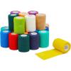 imageJuvale Self Adhesive Bandage Wrap 3 Inch x 5 Yards  Stretch Cohesive Medical Tape for Vet First Aid Tattoo 12 Colors  24 Rolls  Vet Wrap