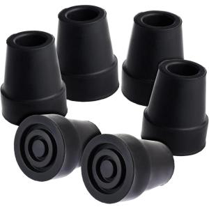 image6 Pack Replacement Rubber Cane Tips for Canes Walking Sticks Walkers Black 34 Inch Tip