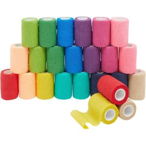 imageJuvale 24 Rolls Colorful Self Adhesive Bandage Wrap 3 Inch x 5 Yards  Cohesive First Aid Tape for Sports Vet Medical Tattoo 12 Colors  Vet Wrap12 Count Pack of 1