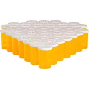 imageJuvale 50 Pack Empty Pill Bottles with Caps for Prescription Medication 20Dram Plastic Medicine Containers Orange  Medicine Bottle  Plastic Vials with Caps20 Dram