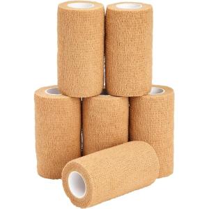 imageJuvale Elastic Bandage Wrap SelfAdherent Cohesive Tape 6 Rolls  Elastic Cohesive Tape with Stretchable Support  Breathable Vet Wrap for Wrist Swelling Sports Tattoo 4 in x 5 Yds4 x 5 Yards