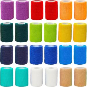 imageJuvale Self Adhesive Bandage Wrap 3 Inch x 5 Yards  Stretch Cohesive Medical Tape for Vet First Aid Tattoo 12 Colors  24 Rolls  Vet Wrap
