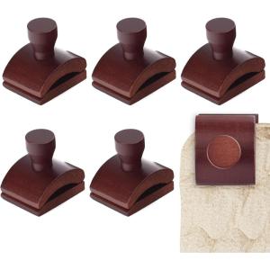 imageImpresa Quilt Display Wall Hanger Clips  6Pack Mahogany Wood  ExtraWide Grip with Mounting Hardware  Wall Art Hangers for Rugs Quilts ampamp Blankets