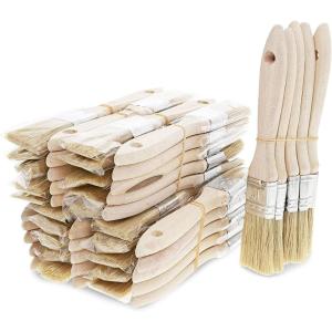 imageJuvale Paint Brushes 50Pack  1Inch Chip Brushes with Wooden Handles  7 x 04 x 1 in  Beige Nylon Bristles  for Paint Varnish Stain Glue Arts ampamp Crafts Home Repair ampamp Trim TouchUps
