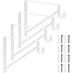 imageOkuna Outpost Shelving Brackets with Rod Holder for Closet Shelves  4 Pack Black Metal 125 x 1 x 95 in  Clothes Bar Bracket ampamp Rod Support for Closet StorageWhite